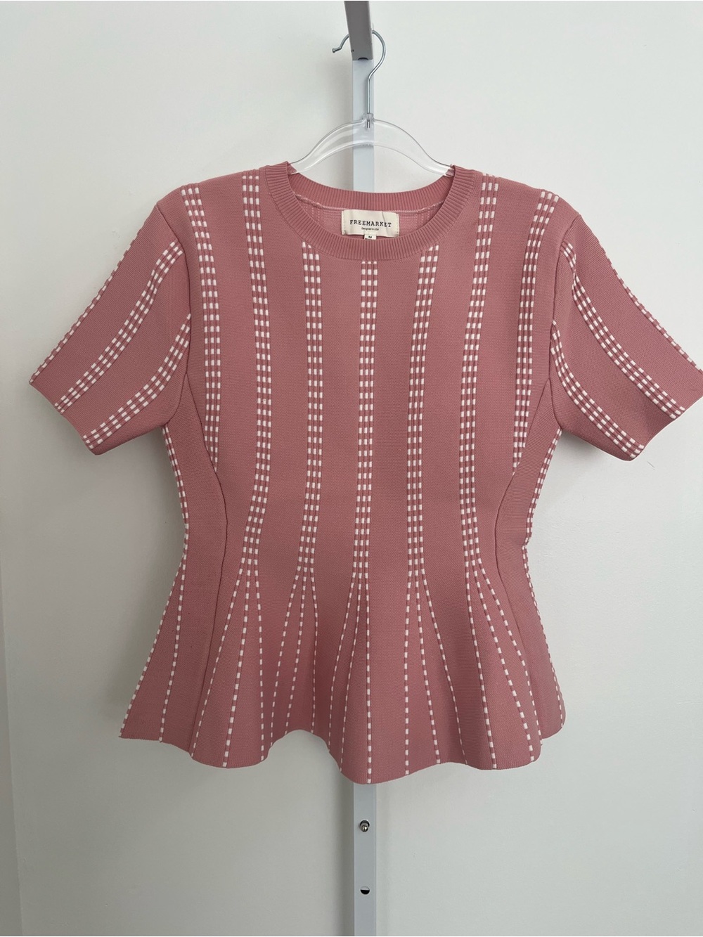 Free Market Rose Pink Short-Sleeve Knit Peplum Top